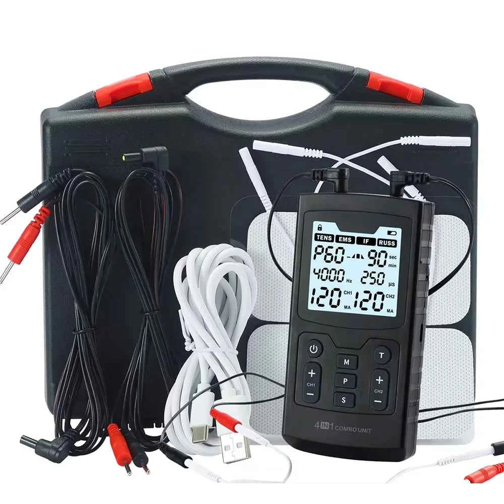 4 in 1 TENS & EMS Muscle Stimulator – Professional Physiotherapy Electrotherapy Device