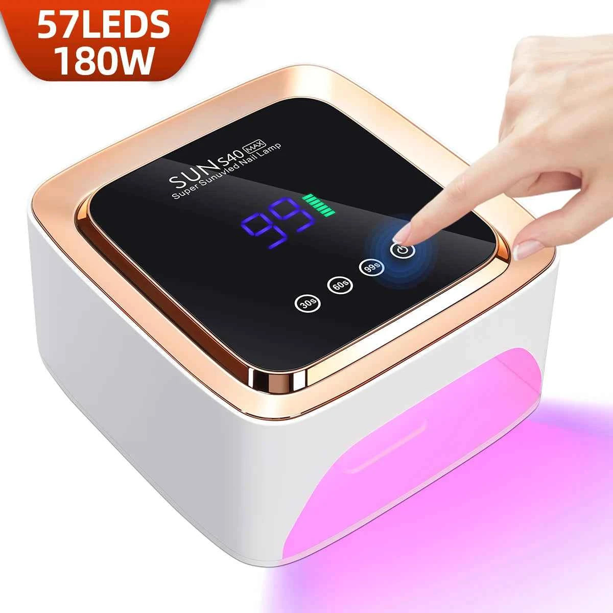 180W High Power Cordless UV/LED Nail Station – 57-LED Wireless Professional Drying Lamp