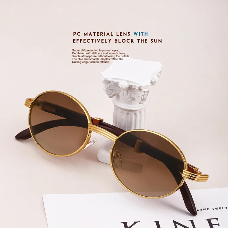 Luxe Oval Wooden Sunglasses by Snagg A Shades