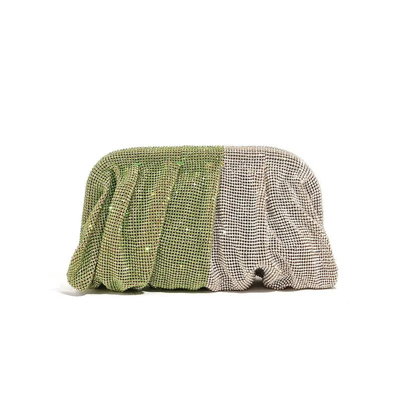 Shiny Rhinestone Crystal Fold Evening Clutch