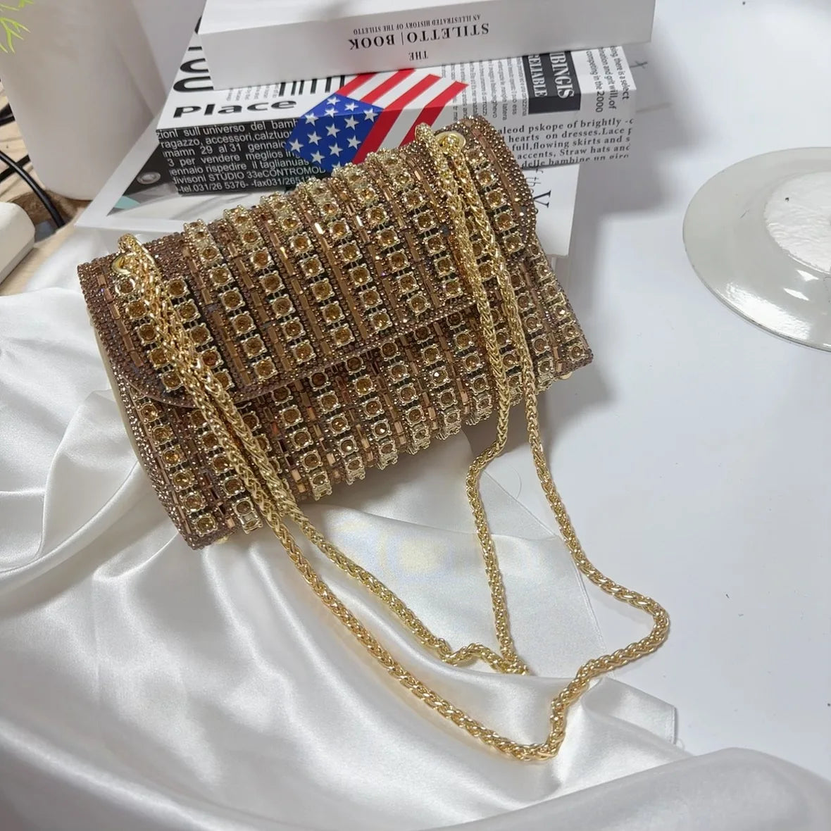 Luxury Full Rhinestone Rectangular Clutch by Snagg It Purses
