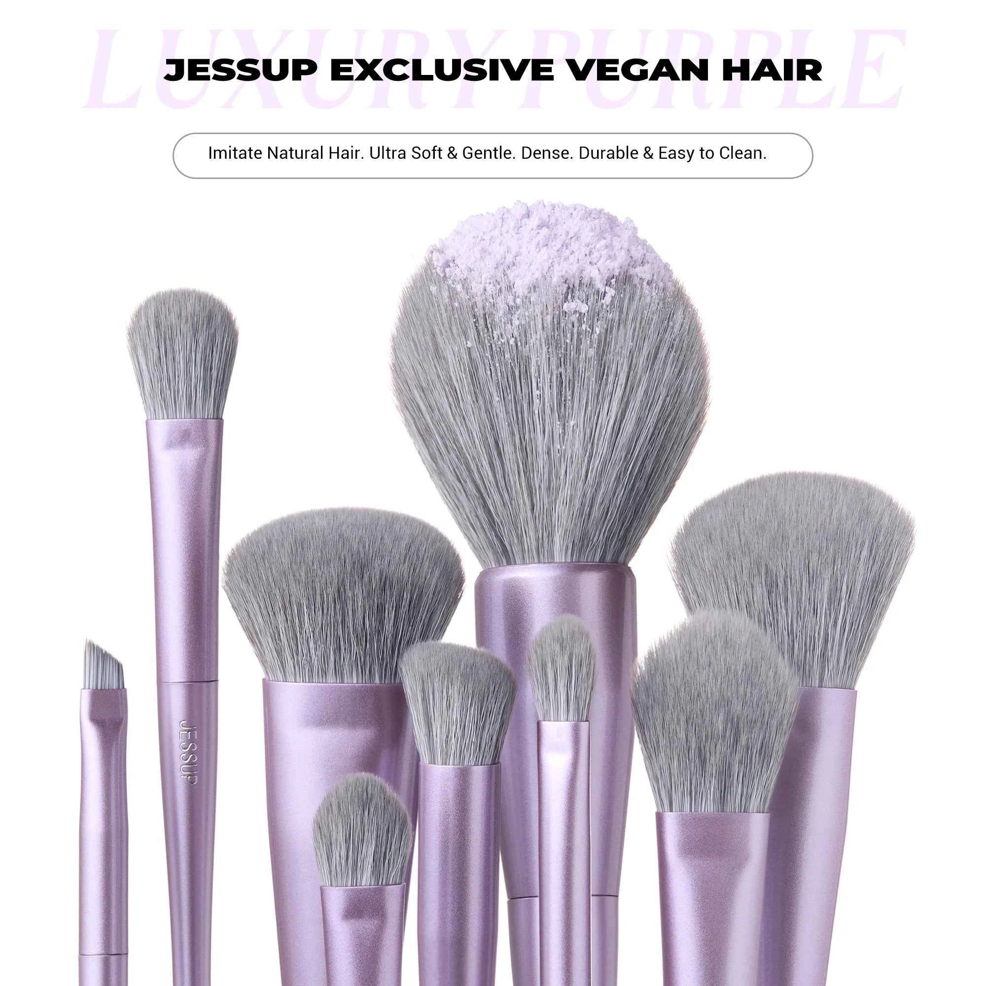 15 Piece Luxury Amethyst Professional Brush Collection – Vegan Precision Set