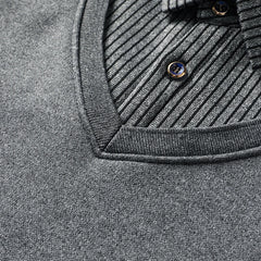 Men’s Fleece-Lined Sweater | Fashion "Fake Two-Piece" Smart Casual Pullover