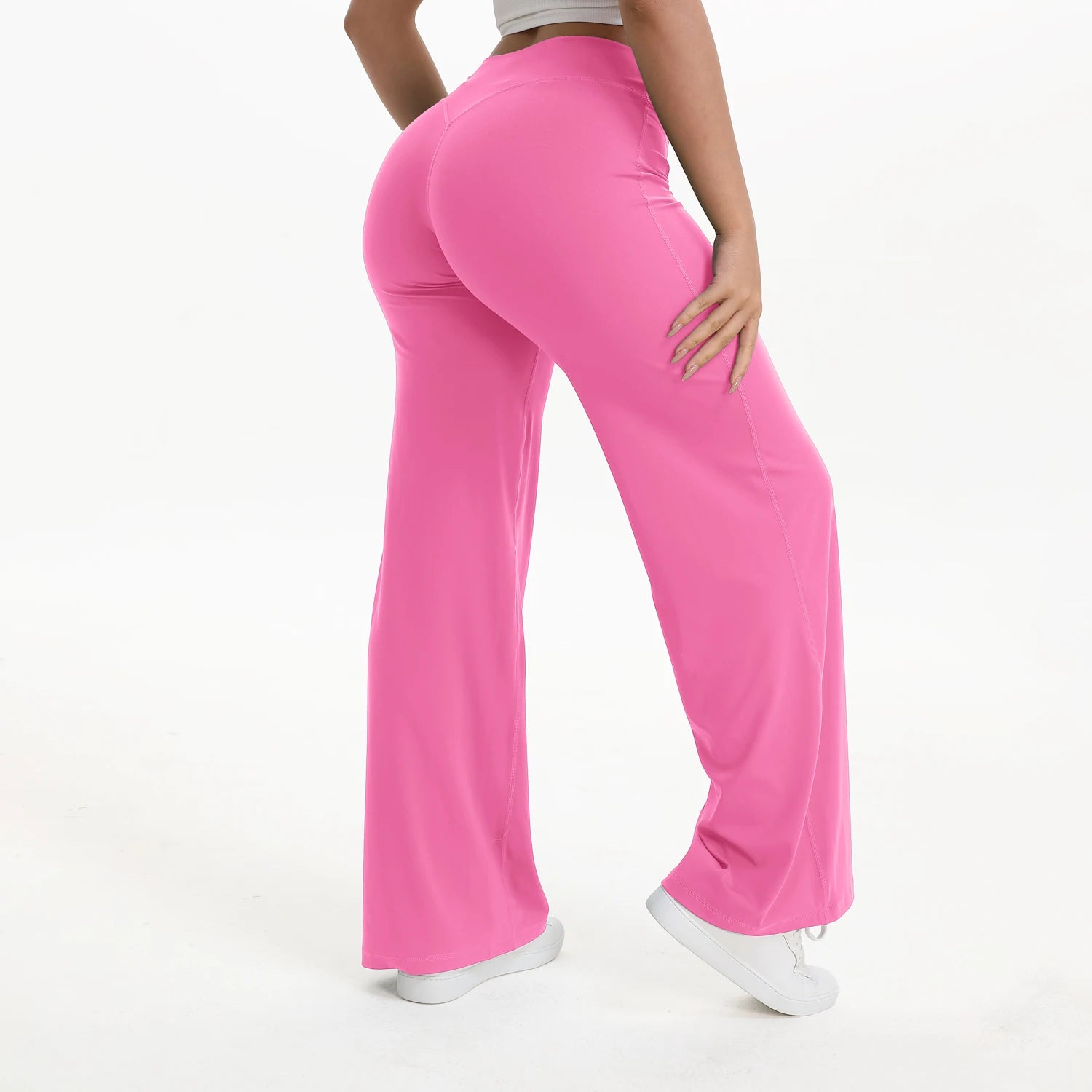 Women's Straight Leg Yoga Pants | Mid-Waist Naked-Feel Pilates Running Gym Leggings Sports Trousers