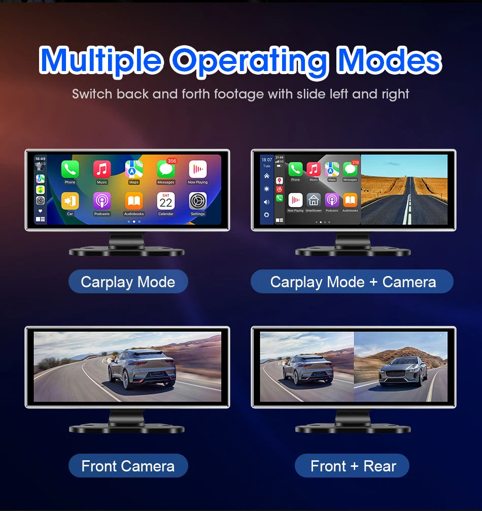 10/11.26 inch Dash Cam 4K Car DVR Wireless Carplay & Android Auto GPS Navigation Video Recorder Dashboard Dual Lens