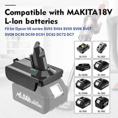 Dyson V6 V7 V8 battery converter with low-battery light – image 4