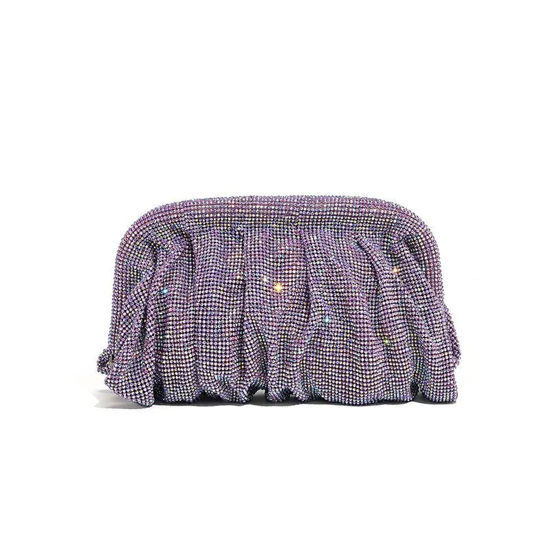 Shiny Rhinestone Crystal Fold Evening Clutch