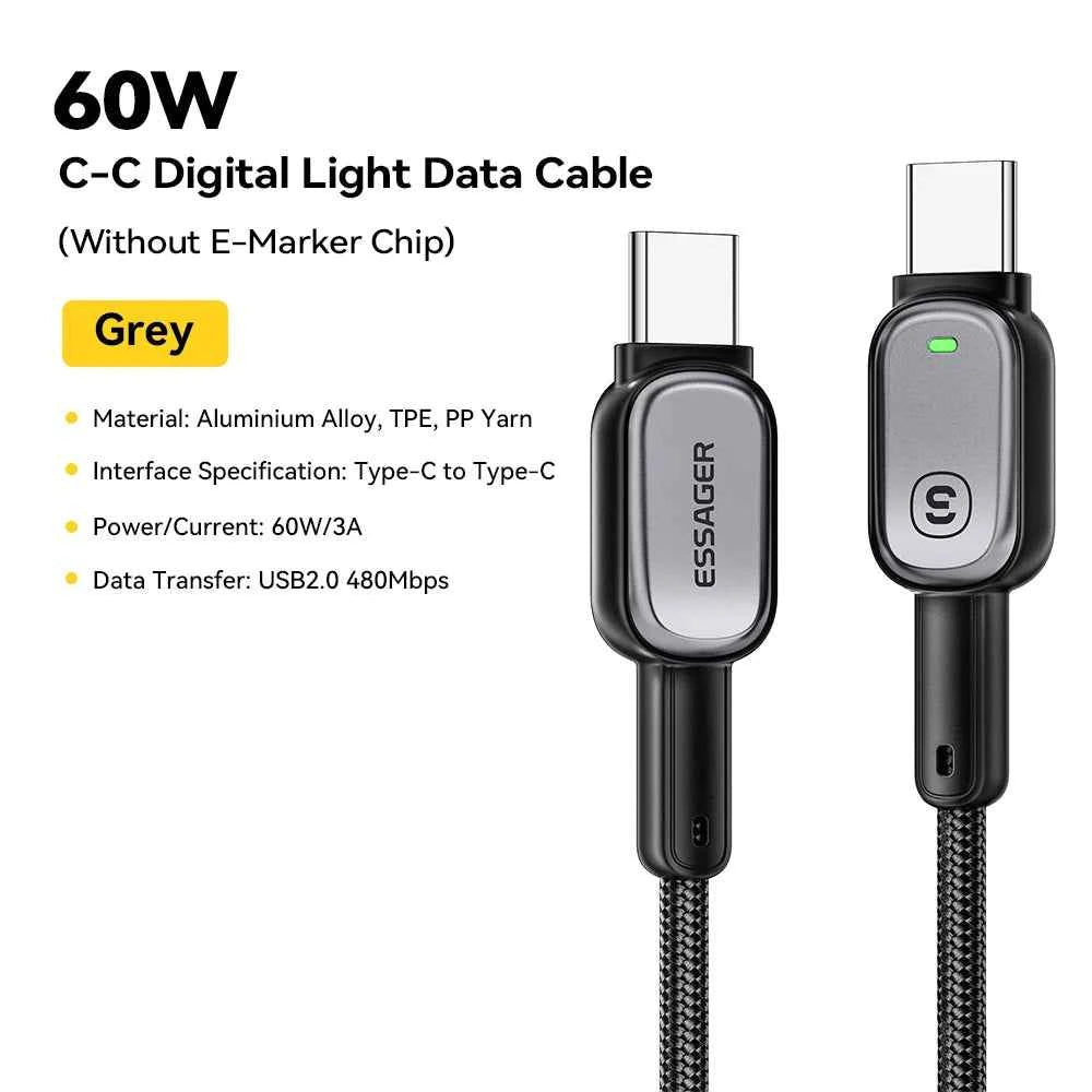 USB-C to USB-C Cable 100W 5A PD | LED Fast Charging Cable for iPhone 16 15 Samsung MacBook Tablet Laptop