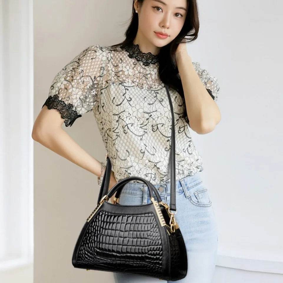 Alligator Patent Leather Crossbody Shoulder Bag - SnaggIt