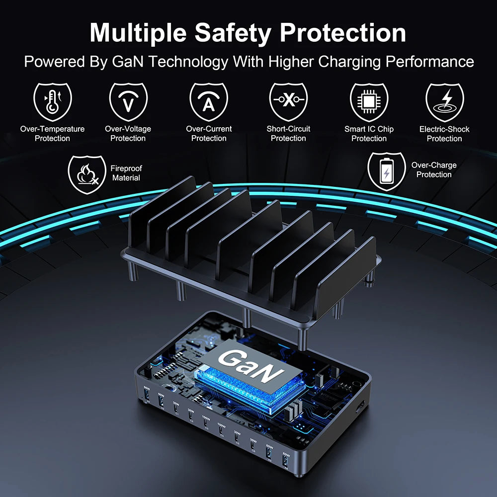 500W USB C Charger 10 Ports GaN Charging Station Stand by Snagg A Charging Station