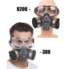 Gas Mask Respirator Set with Dual Charcoal Filters & Anti-Fog Glasses by Snagg A Face Mask