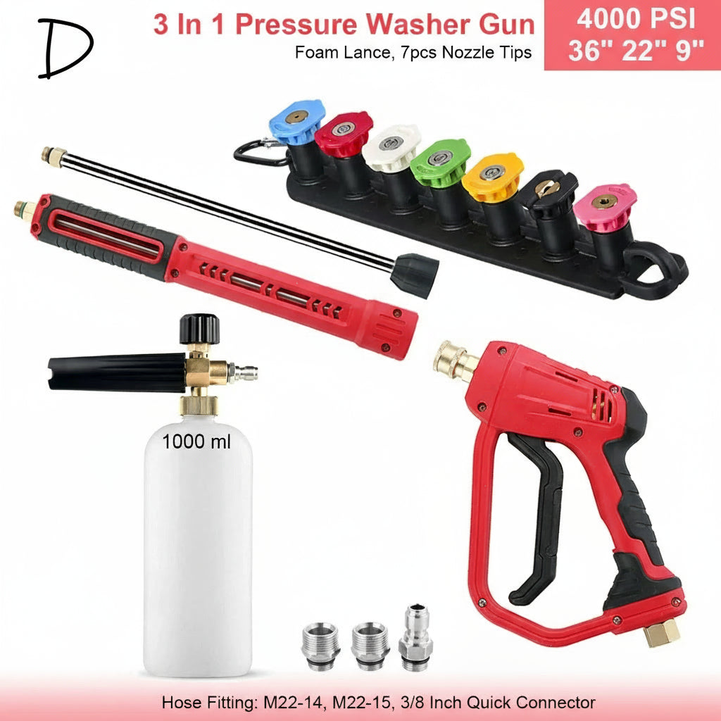 4000 PSI Spray Gun with Nozzles & Foam Lance Kit by Snagg A Foam Cannon