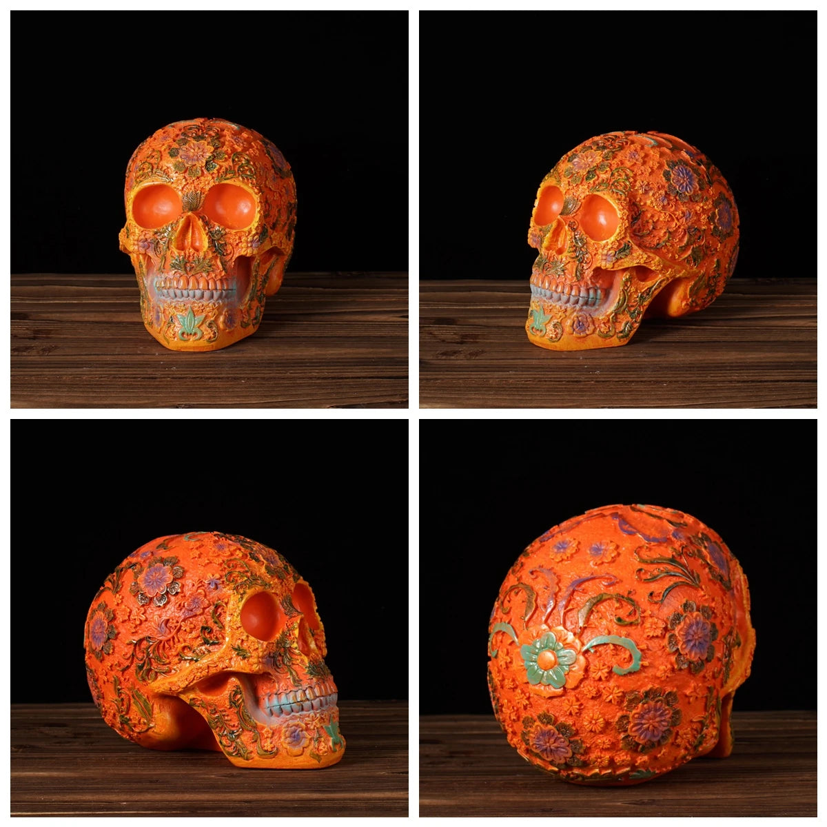 Orange Skull Resin Sculpture by Snagg A Sculpture