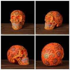 Orange Skull Resin Sculpture by Snagg A Sculpture