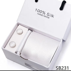 Solid Colour Necktie with Matching Handkerchief & Cufflinks - SB231 - Others In Fashion