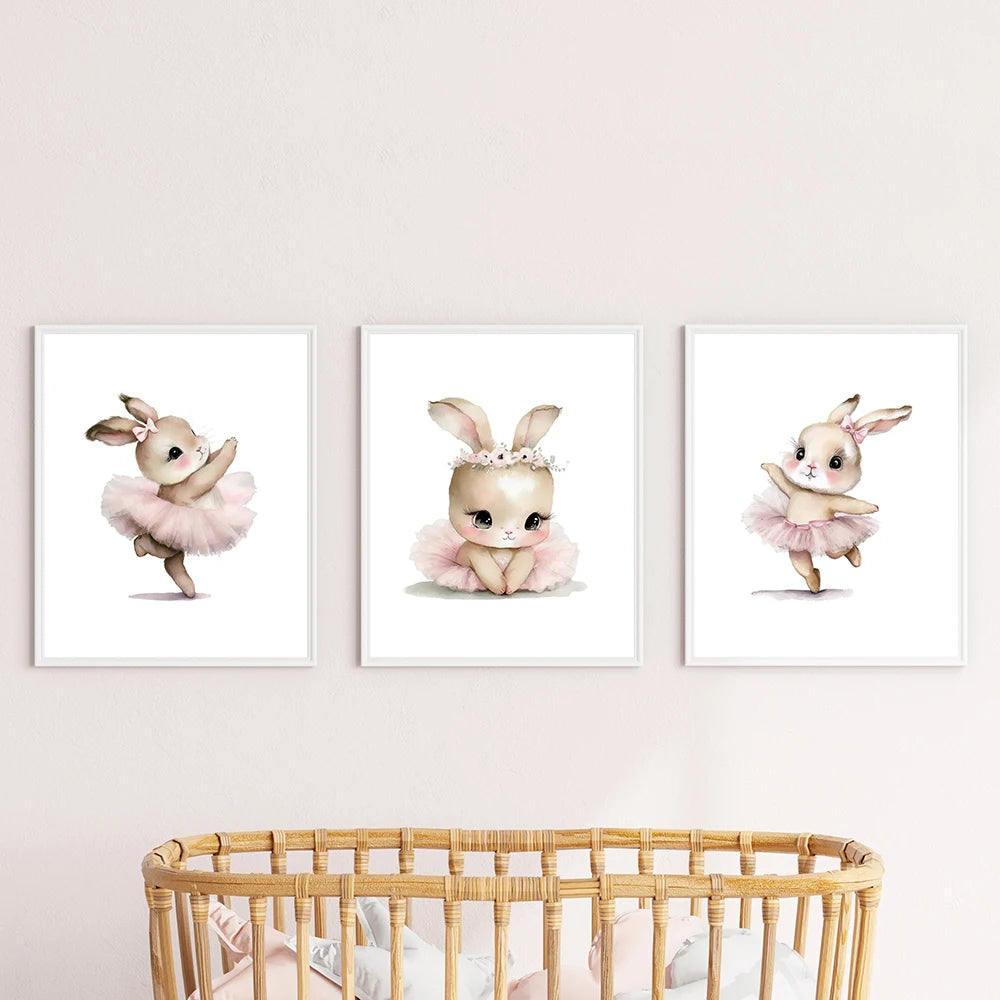 3pcs Ballerina Bunny Canvas Prints by Snagg A Print