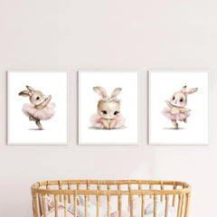 3pcs Ballerina Bunny Canvas Prints by Snagg A Print