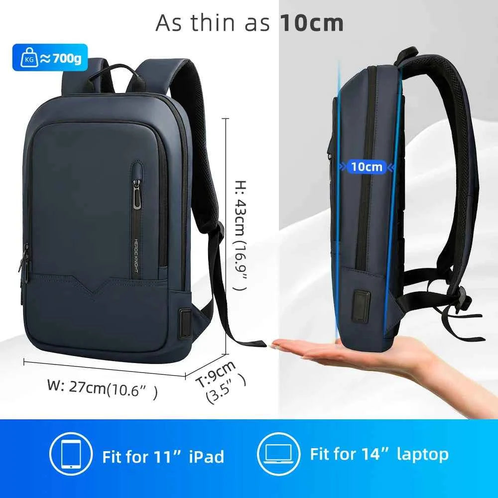 Slim Waterproof Business Backpack 15.6" with USB Charging Port