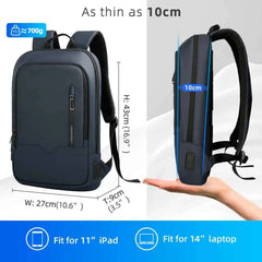 Slim Waterproof Business Backpack 15.6" with USB Charging Port