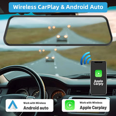 4K Smart Rearview Mirror | Wireless CarPlay & Android Auto Dash Cam