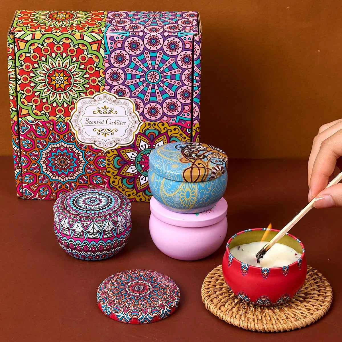 4PCS/Set Vintage Box Scented Candle