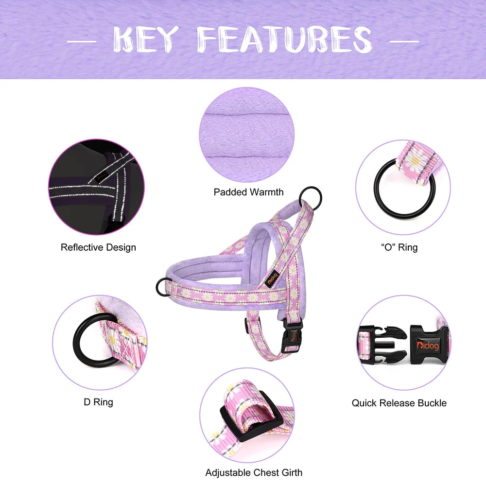 Floral Dog Harness – No Pull, Reflective & Warm by Snagg A Harness