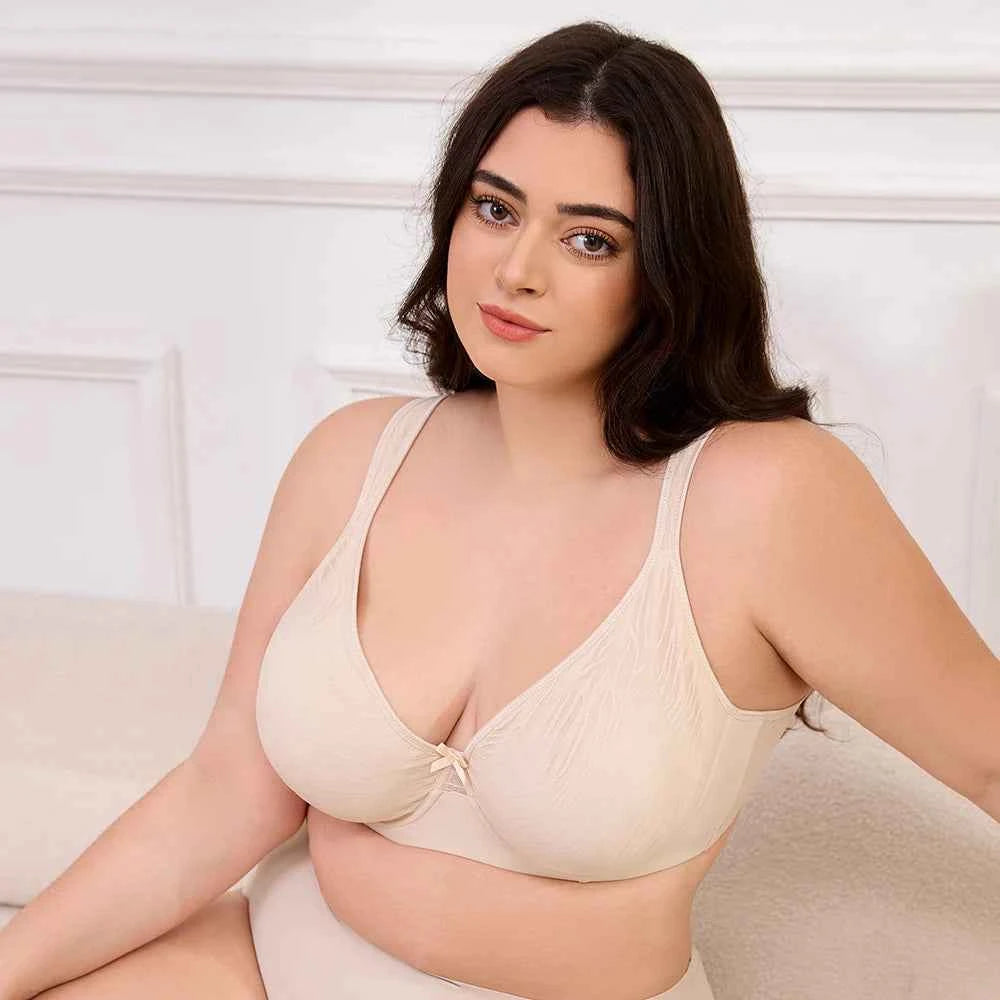Plus Size Floral Lace Minimizer Bra | Underwire Full Coverage Unpadded High Support