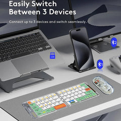 Foldable Wireless Keyboard & Mouse | PU Leather Cover & Transparent Dual-Mode Design
