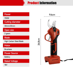 18V Brushless Cordless Electric Pruning Shears – 30mm Power Cutter with LED Display - Milwaukee Batteries