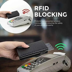 RFID Blocking Pop-Up Metal Card Holder Wallet with Zipper Coin Purse