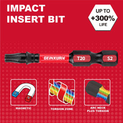 1" Impact Magnetic T20 Torx Screwdriver Bit – S2 Alloy Steel Power Bit