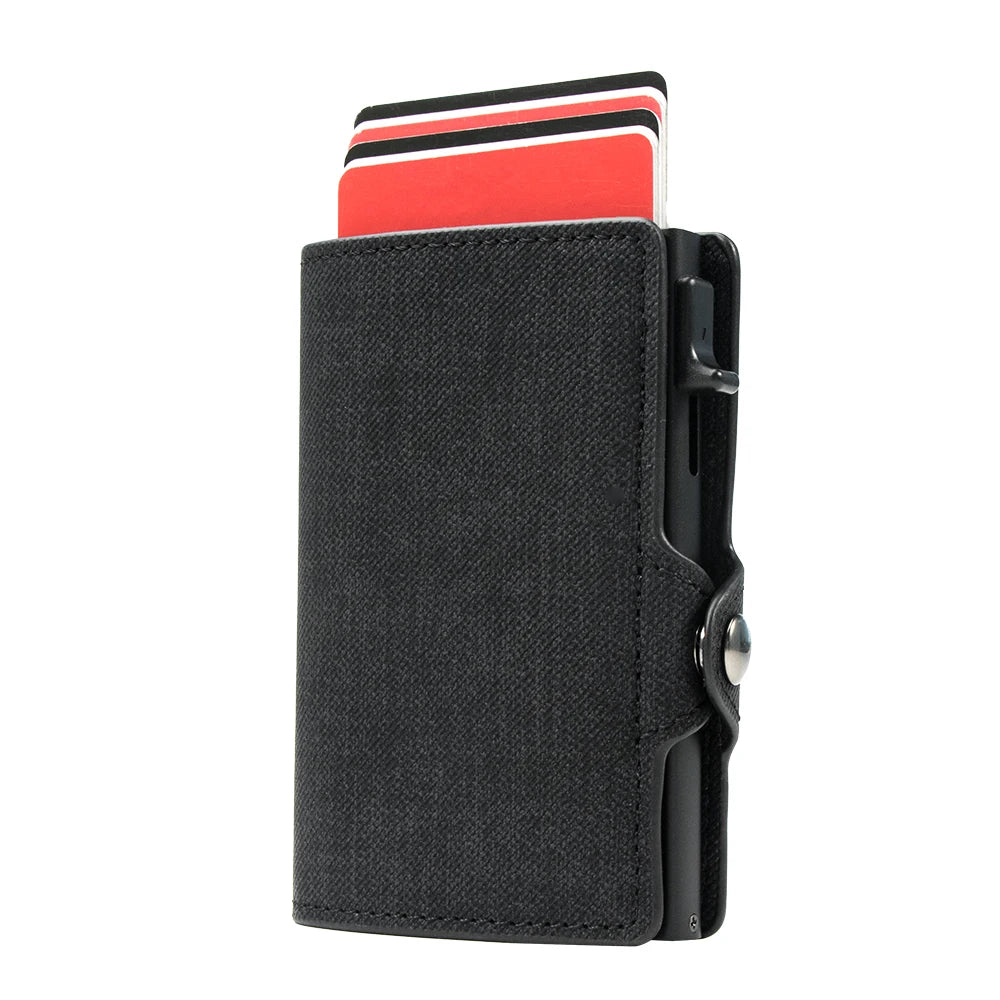 Slim Denim Leather RFID Pop-Up Wallet