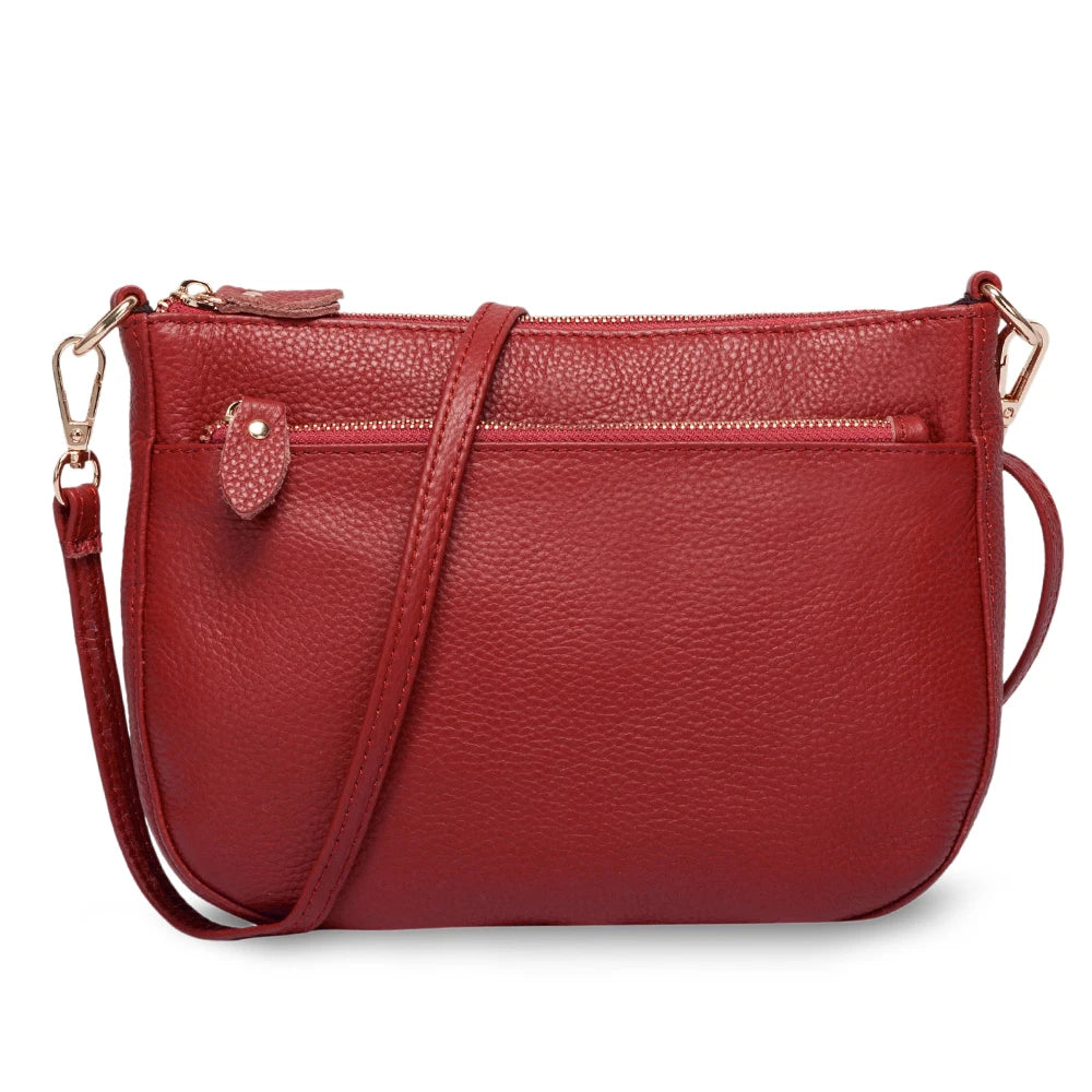 100% Genuine Leather Small Flap Crossbody Bag – Simple Women's Shoulder Purse & Messenger Wallet