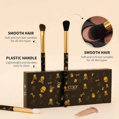 10 Pieces Professional Gothic Skull Makeup Brush Set – Premium Vegan Synthetic Bristles