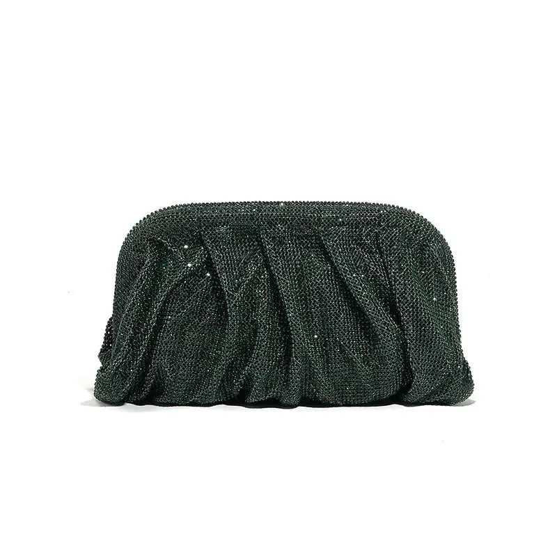 Shiny Rhinestone Crystal Fold Evening Clutch