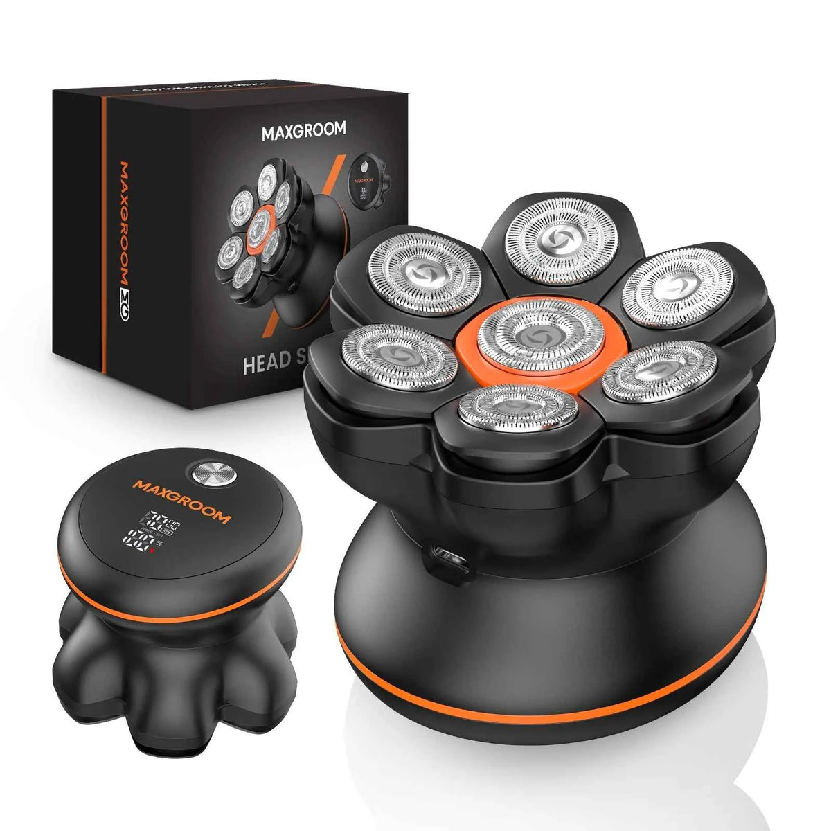 7D Ultimate Magnetic Head Shaver – 0.10mm Ultra Close Bald Shaving System with Integrated LED & IPX6 Waterproofing