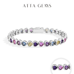 Heart-Shape Sapphire & Zircon Bracelet