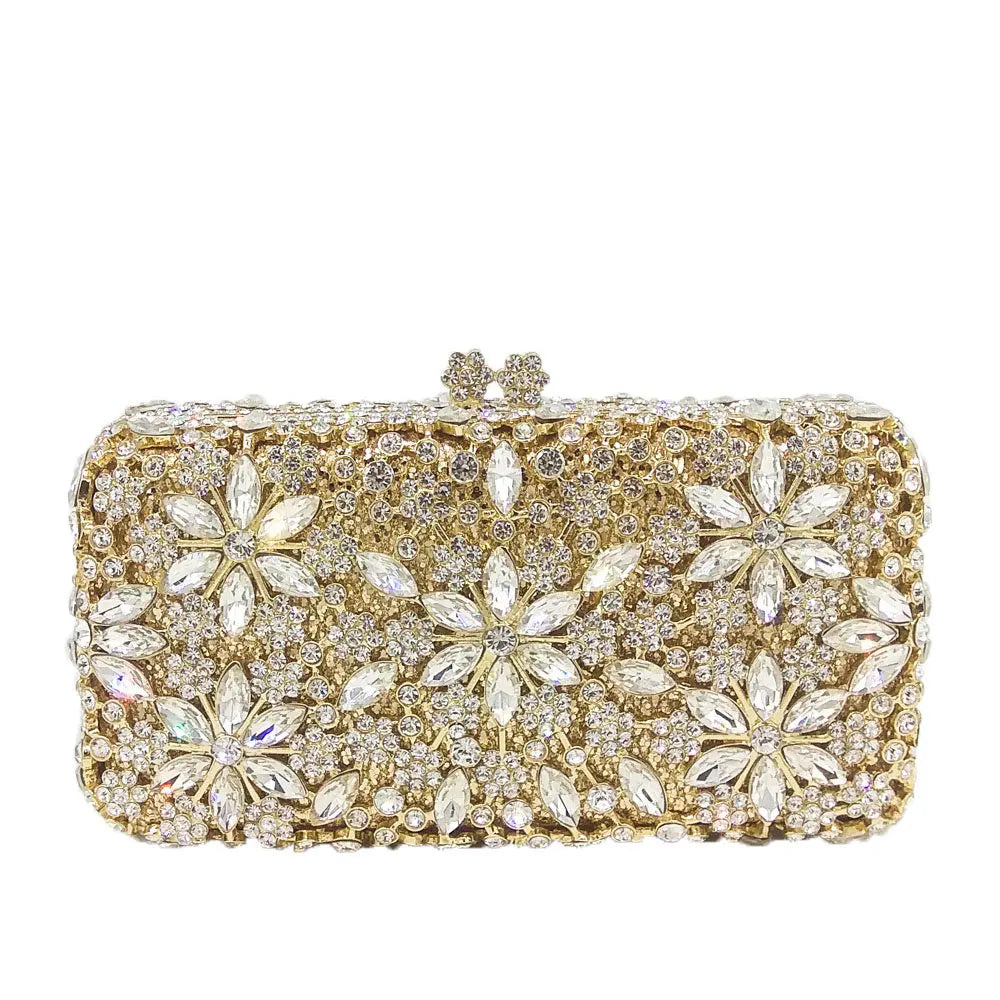 Stone Chain Crystal Evening Clutch