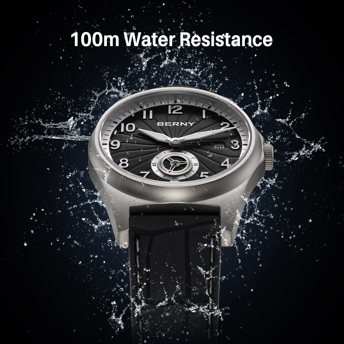 BERNY Titanium Automatic Watch – Fluororubber Strap | Seagull ST1731 | 10ATM Waterproof