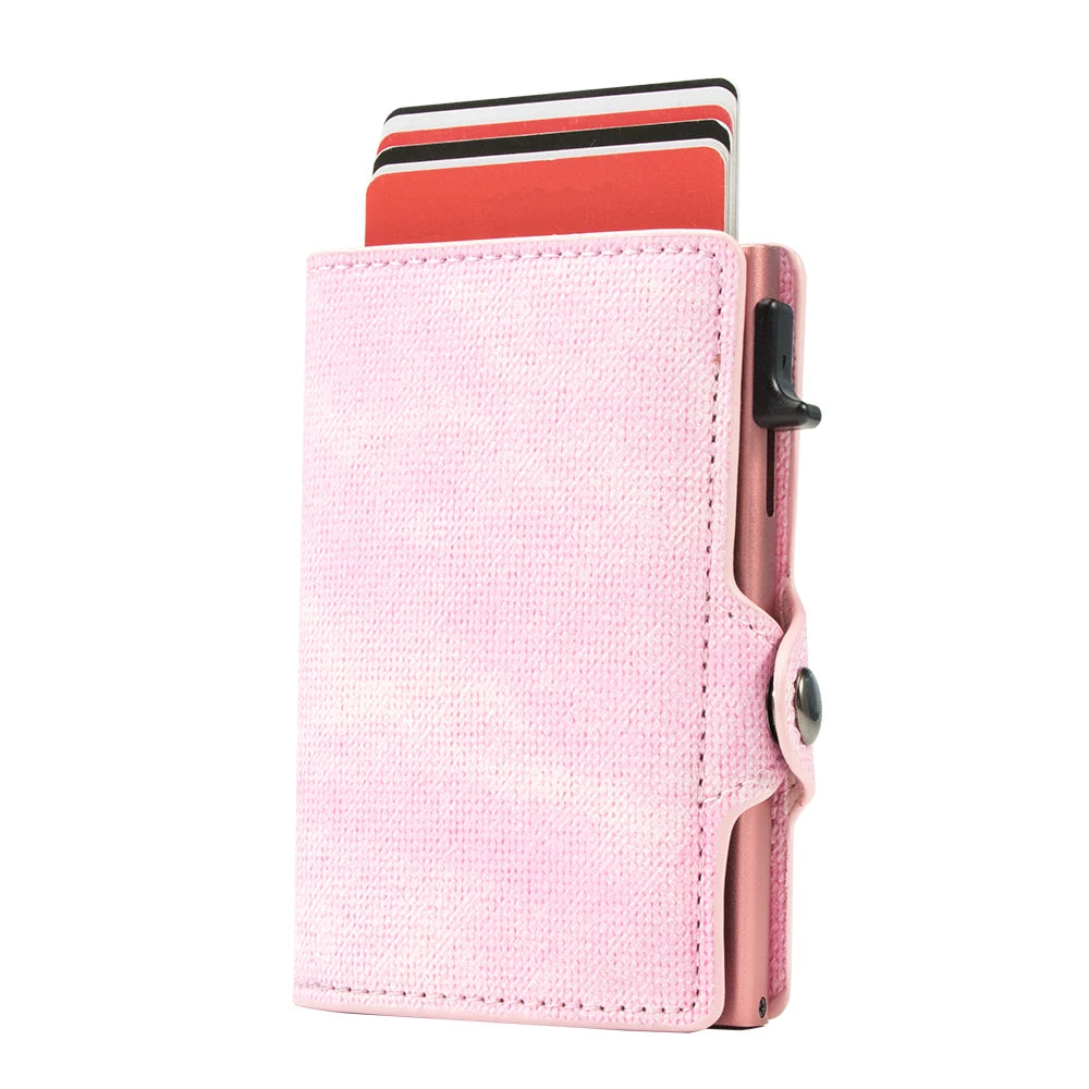Slim Denim Leather RFID Pop-Up Wallet