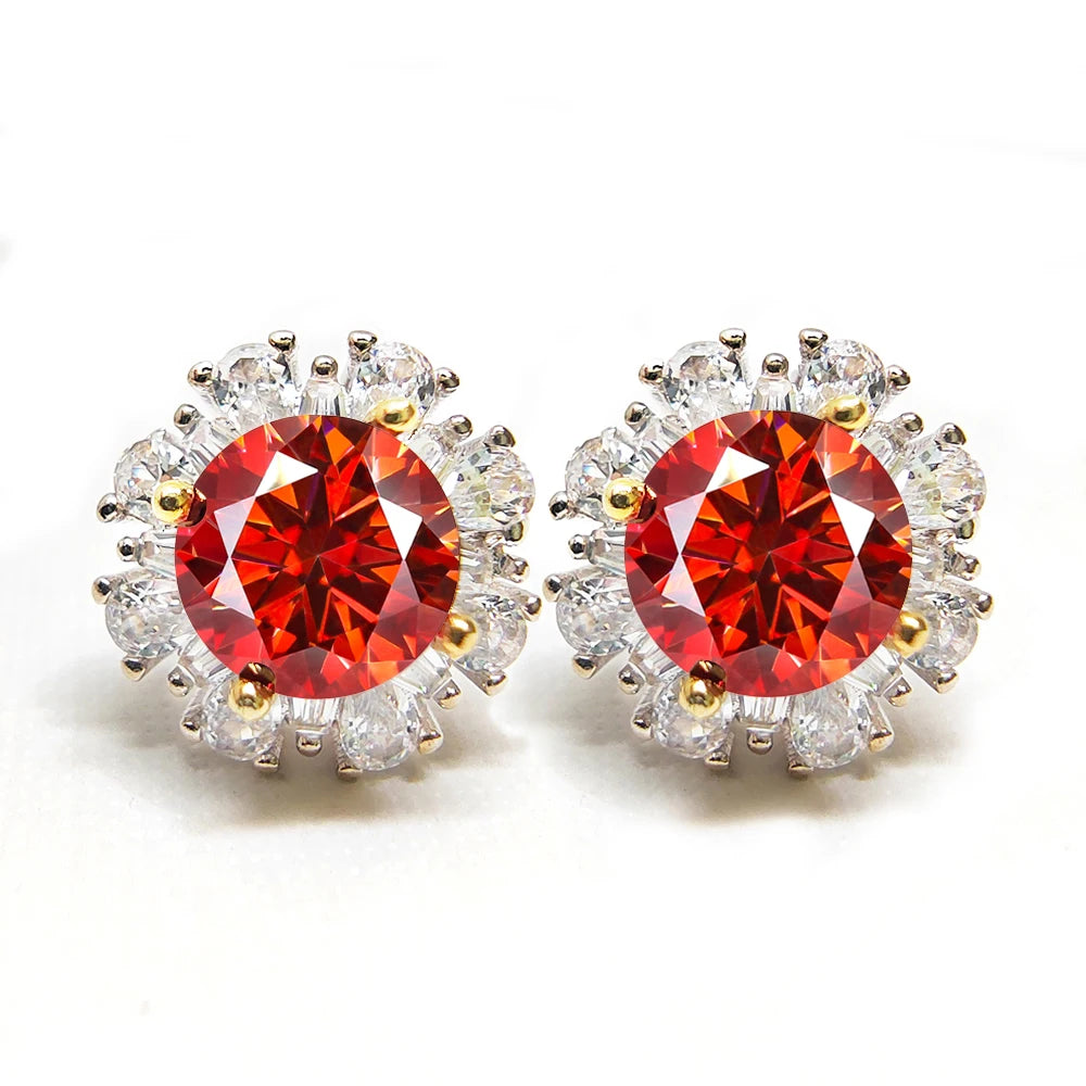 Red Moissanite Stud Earrings