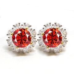 Red Moissanite Stud Earrings