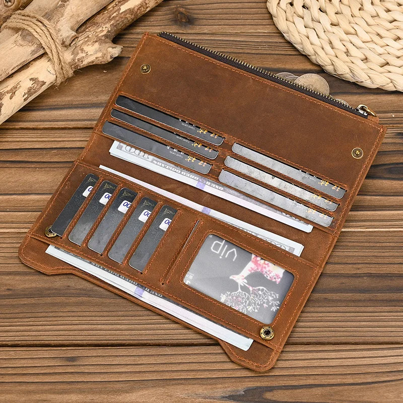 Genuine Leather Long Wallet