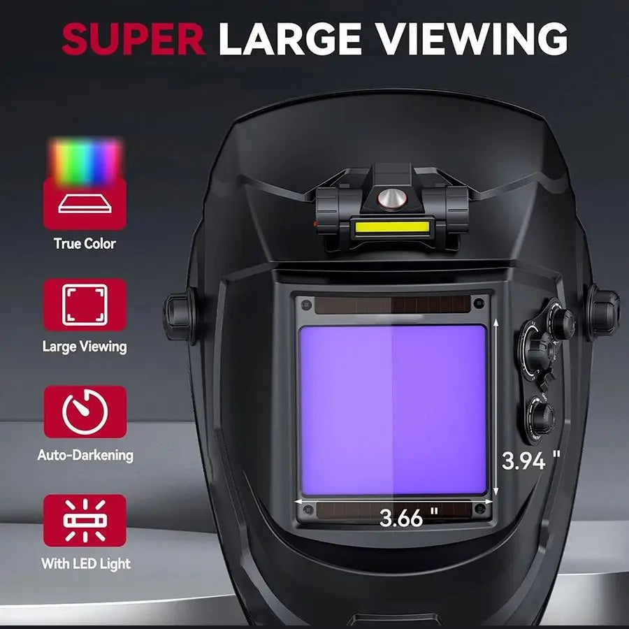 Large View Auto-Darkening Welding Helmet