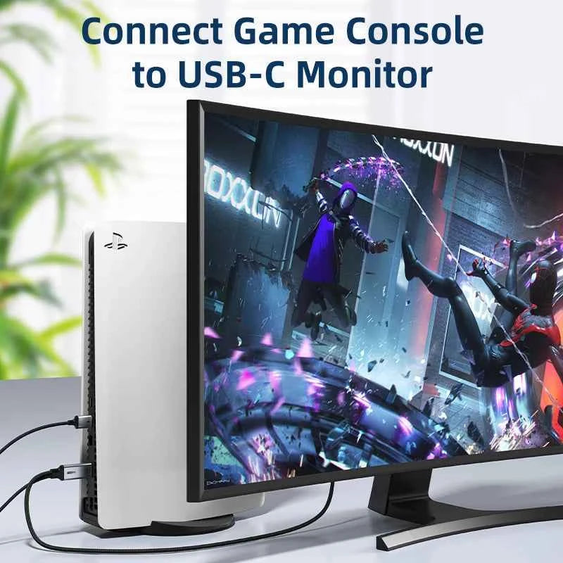 HDMI to USB-C Cable 4K@60Hz with USB Power – Game Console to USB-C Monitor for PS3/4/5 & Nintendo Switch