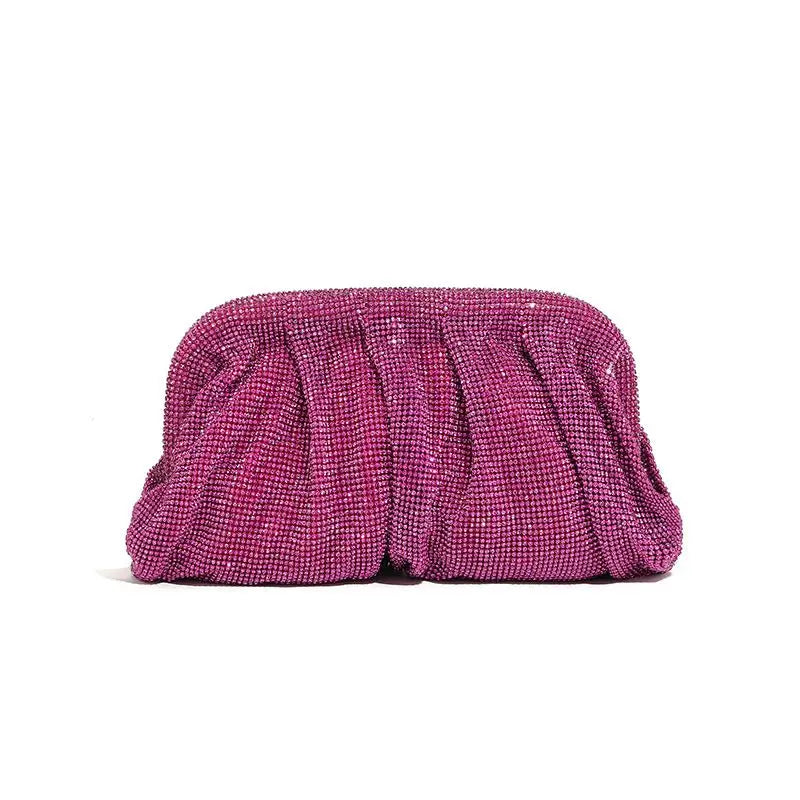 Shiny Rhinestone Crystal Fold Evening Clutch
