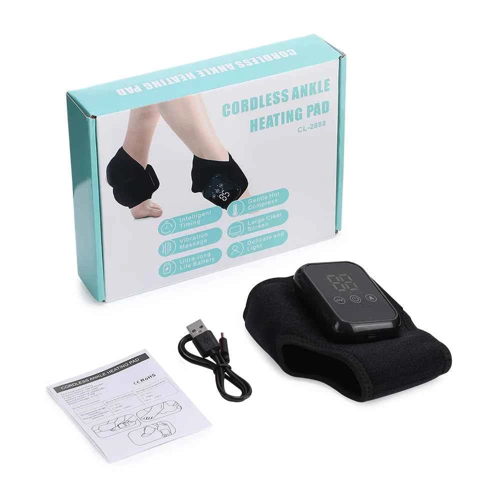 Electric Heated Ankle & Foot Massager Wrap – Cordless Vibration Therapy Support Brace