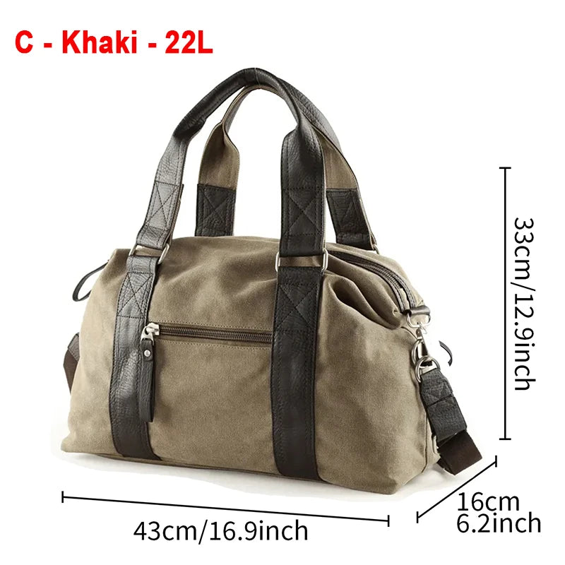 Vintage Canvas & Leather Men’s Travel Duffle Bag