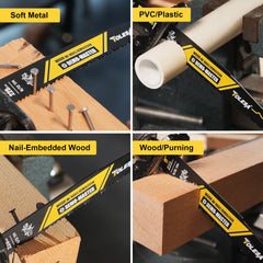 9 Inch Bi Metal Reciprocating Saw Blades 5PCS – Wood & Nail-Embedded Wood Cutting