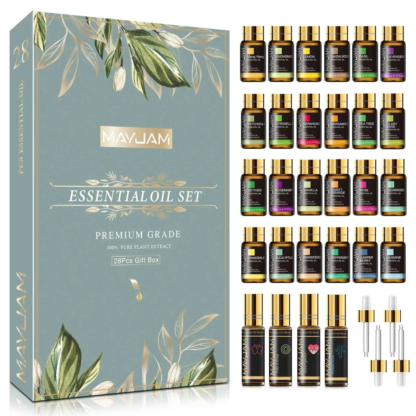 28 Bottle Master Aromatherapy Suite – 100% Pure Botanical Library with Targeted Synergy Blends